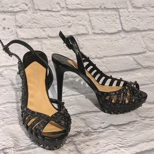 Gianni Bini Black Studded Strappy Platform Heels